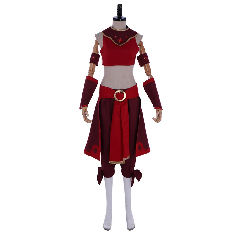 

Avatar The Last Airbender Kyoshi Warriors Suki Cosplay Costume Fire Nation Uniform Red Dress Women Halloween Outfit