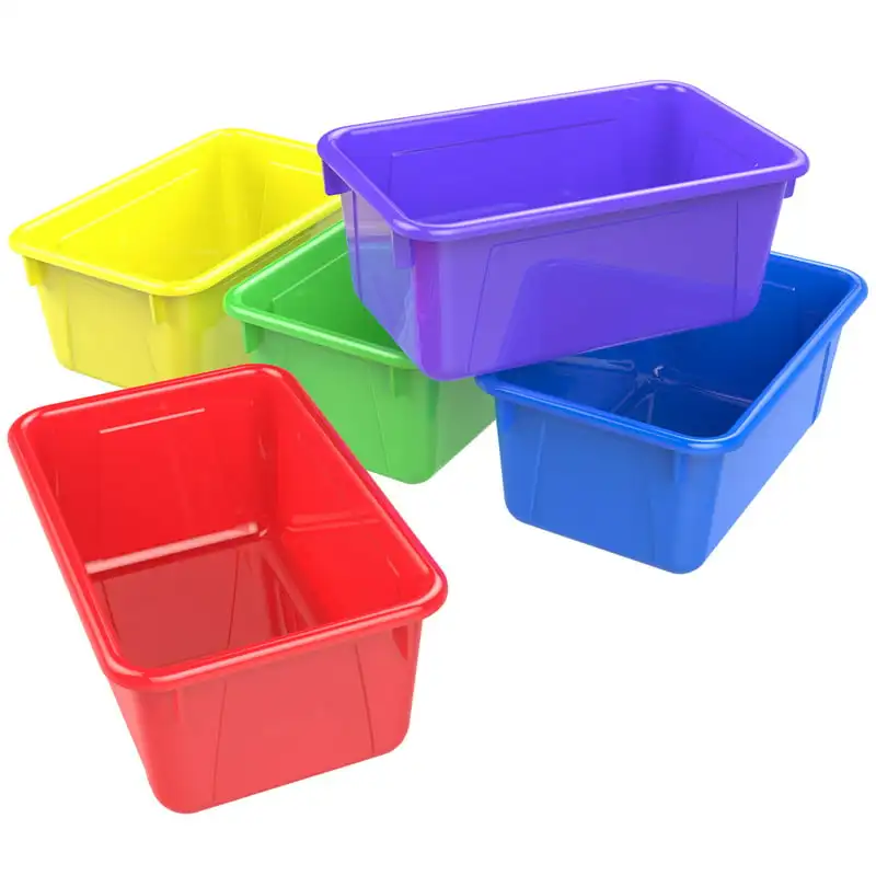 GAMENOTE Multicolor Storage Bins with Lids - 5 Qt 6 Pack Small Cubby Bins  Stackable Plastic Containers for Classroom Book Bin - AliExpress
