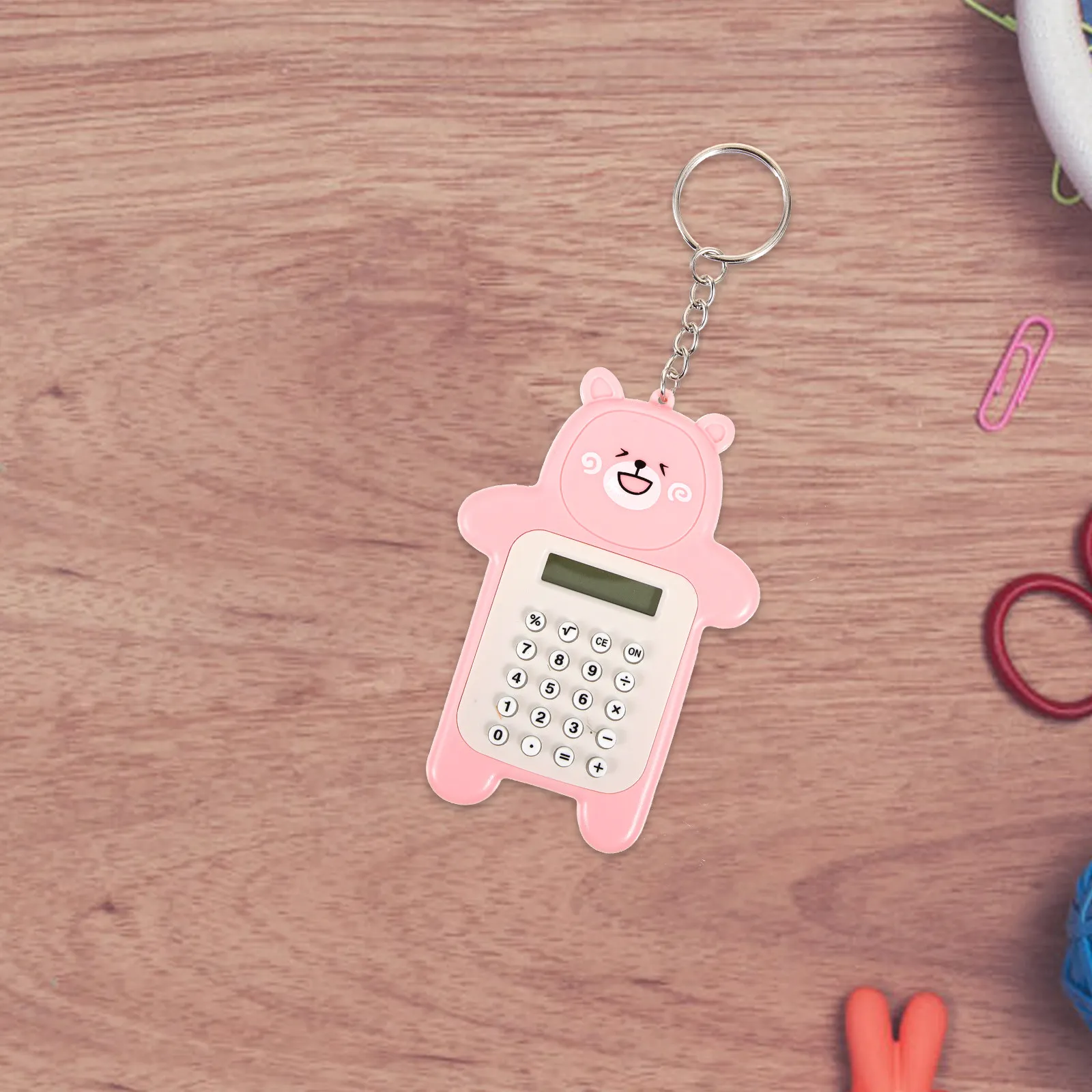 미니 계산기 키체인 귀여운 곰 디자인 휴대용 교수형 계산기 학생용 사무용품 장 펜던트 소형