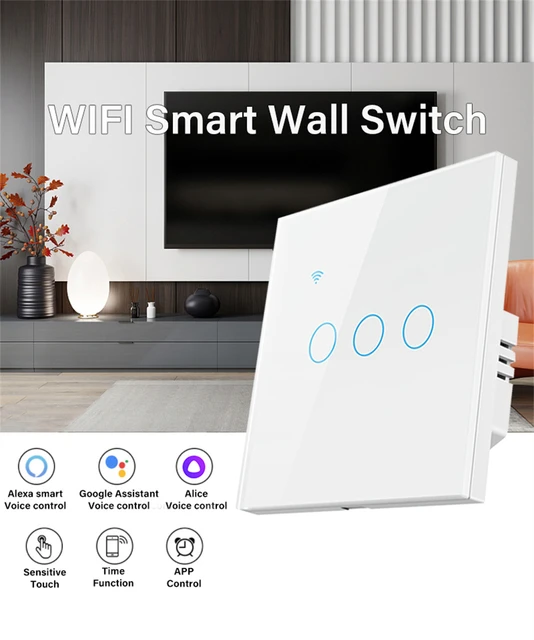 Smart Switch WiFi Light Switches in Tempered Glass Touch Panel by Tuya/Smart  Life APP 
