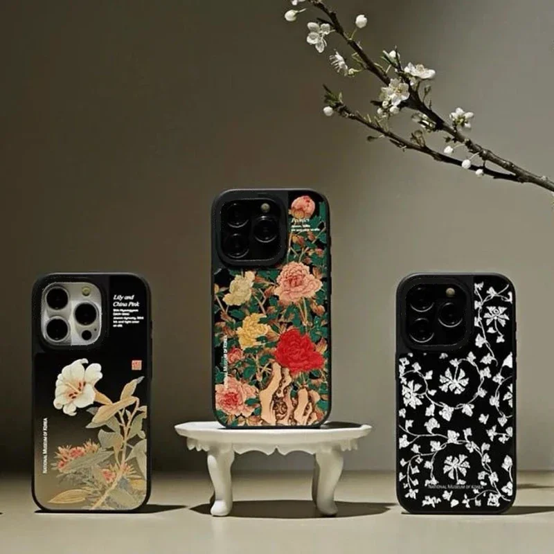 

Korean Museum Flower Mirror Phone Case Cover for iPhone 12 13 14 15 Pro Max Case for iPhone 15 Pro Max
