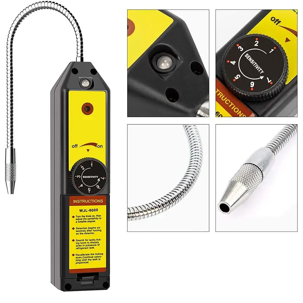 WJL6000 Refrigerant Leak Detector LED Instructions Light Freon Sniff