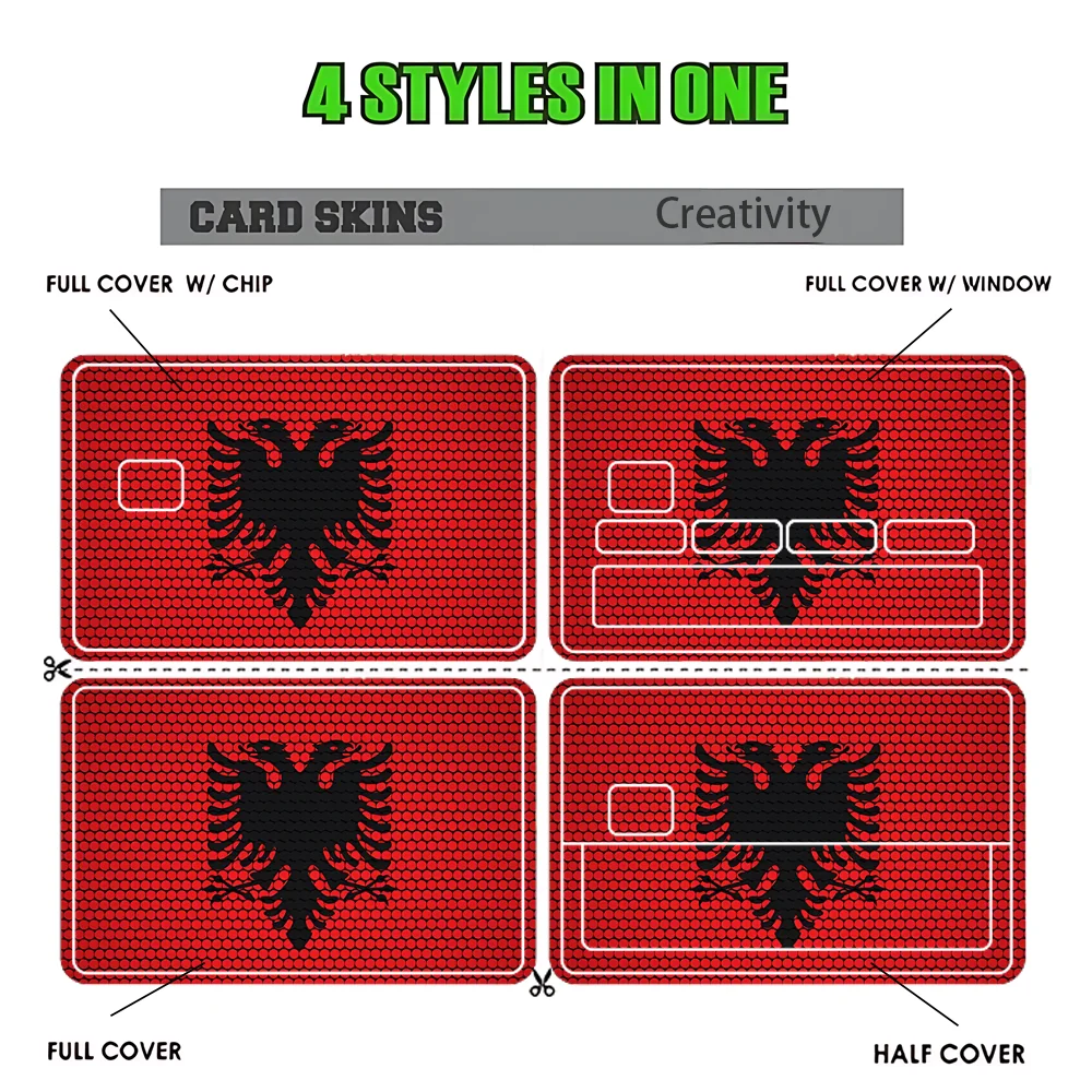 Bank Card Stickers Albania flag Stickers Credit Card Visa Debit Bank Charge Card Bus Metro Waterproof Sticker Decal Decoration