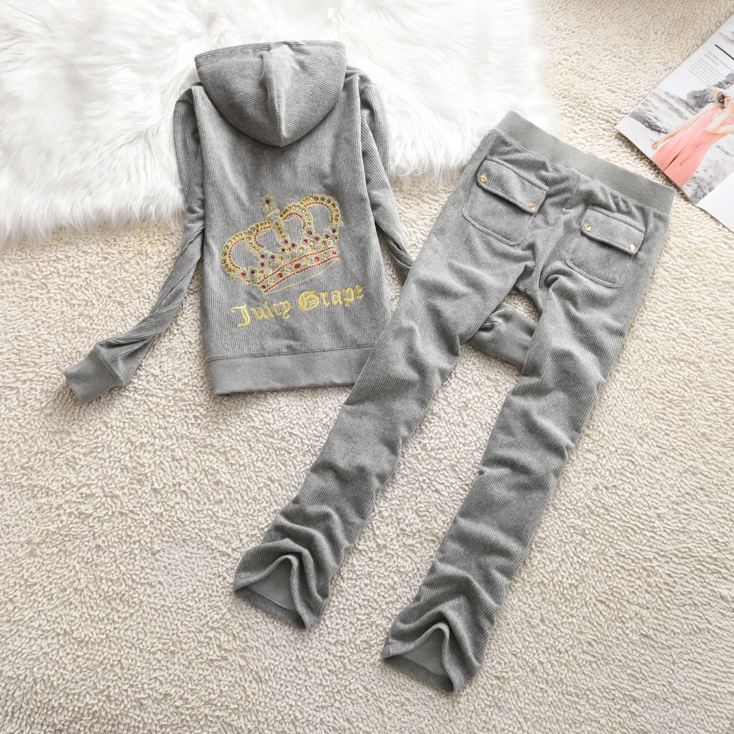 Sets For Women 2 Pieces Velours Suit 2024 Spring/Fall Women's Hoodies and Trousers Set Elegant Women's Sets