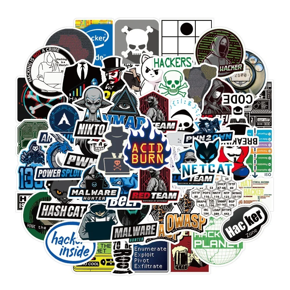 50 stücke Hacker Aufkleber Computer Laptop Pad Telefon Fall Auto Skateboard Gepäck Graffiti Vinyl Dekor Programm Aufkleber für Kinder – Detail 1