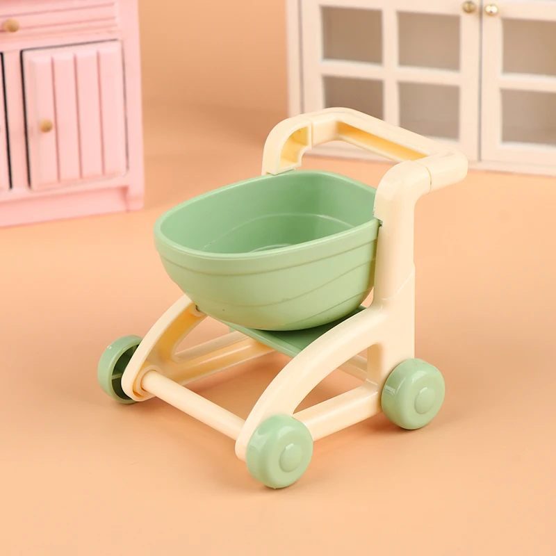 

Cute Mini 1/12 Miniature Dollhouse Supermarket Shopping Cart Trolley Play Doll Food Drink Accessories Pretend Play Toys