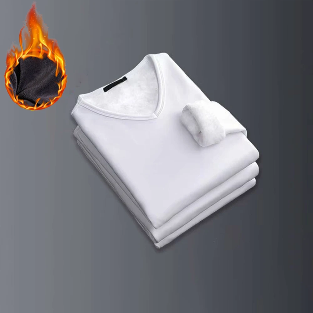 Winter Thermal Underwear Tops O/v-neck Long Sleeve Men's Keep Warm Tops Thick Clothes Comfortable Thermo Underwear Undershirts