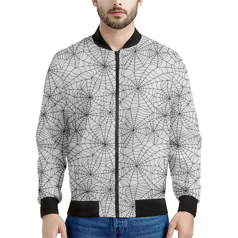 thumbnail image 1 of Chaqueta con cremallera y estampado 3D de telaraña de colores para hombre y mujer, sudadera con personalidad, abrigo holgado, chaqueta bomber de manga larga con cremallera, 1 of 5