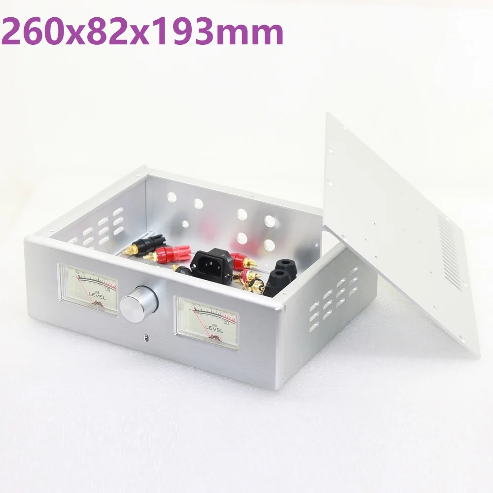 

W260 H82 D193 Hi End VU Meters Chassis Ventilated Panel Enclosure DIY Anodized Aluminum DAC Decodder Case Hi End Headphone Shell