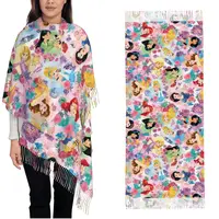 Princess Snow White Ariel Elsa Shawls Wraps for Women Winter Large Soft Scarf Belle Aurora Rapunzel Pashmina Shawl Scarves 1