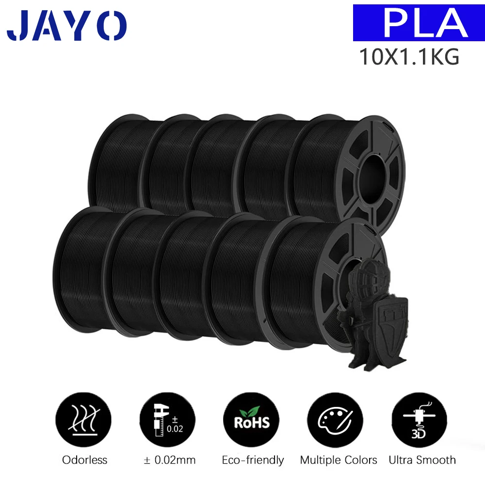 thumbnail image 1 of Filamento PLA/PLA Meta/PETG/PLA PLUS/PLA mate para impresora 3D JAYO de 1,75 mm, 10 rollos, materiales de impresión 3D para impresora 3D y bolígrafo 3D, 1 of 5