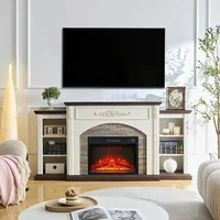 72" Fireplace TV Stand for TVs Up To 80 Inch 23'' Fireplace Insert Heater W/ LED Flame Fireplaces 1