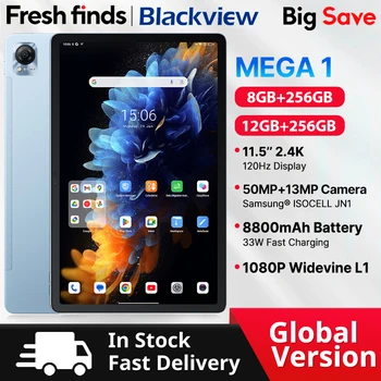 Blackview MEGA 1 tablets 11.5" 2.4K 120Hz Display 50MP Camera 12GB 256GB 8800mAh 33W Charging Widevine L1 Android Pad PC