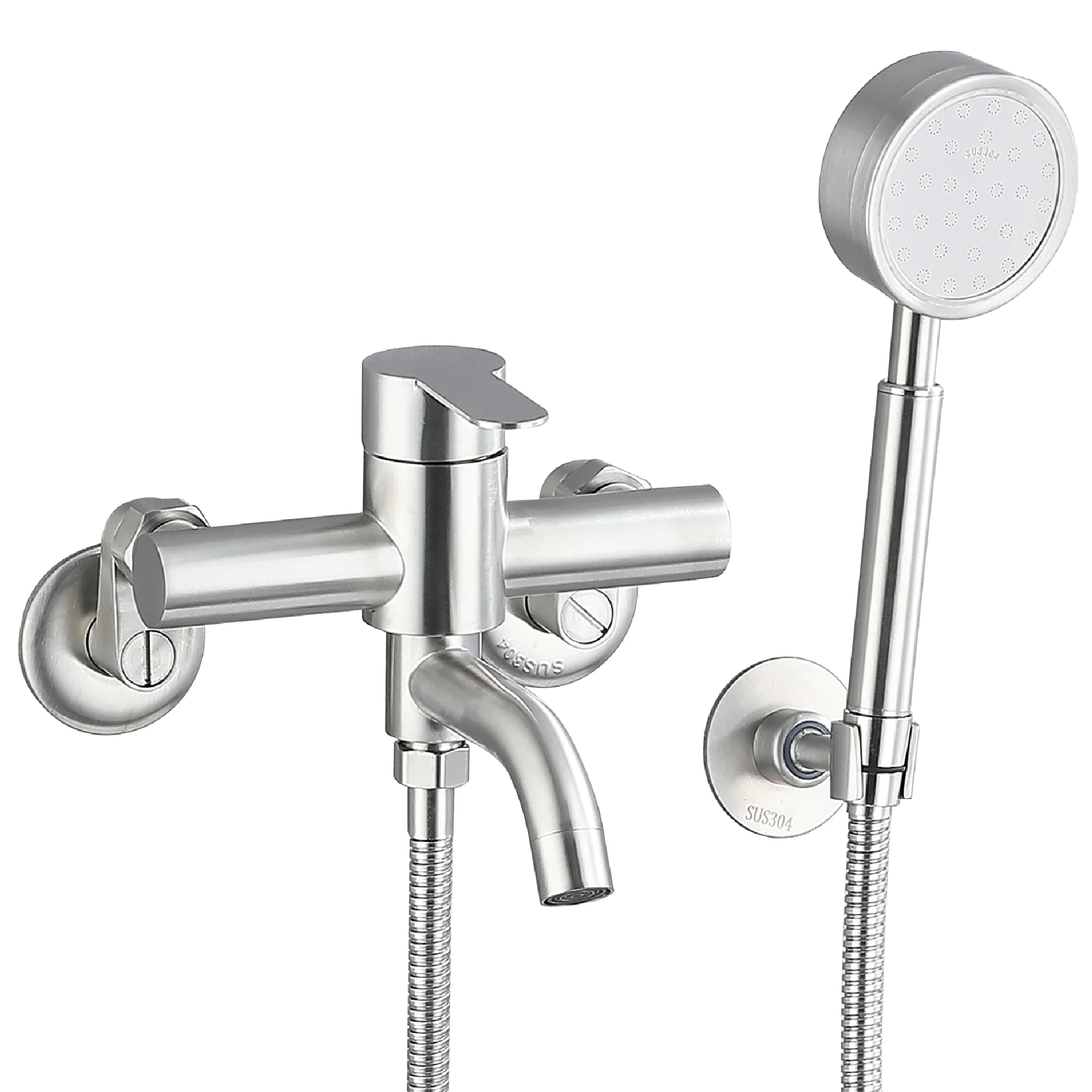 Stainless steel wall mounted shower water and electricity bathtub shower water and electricity shower set stainless steel