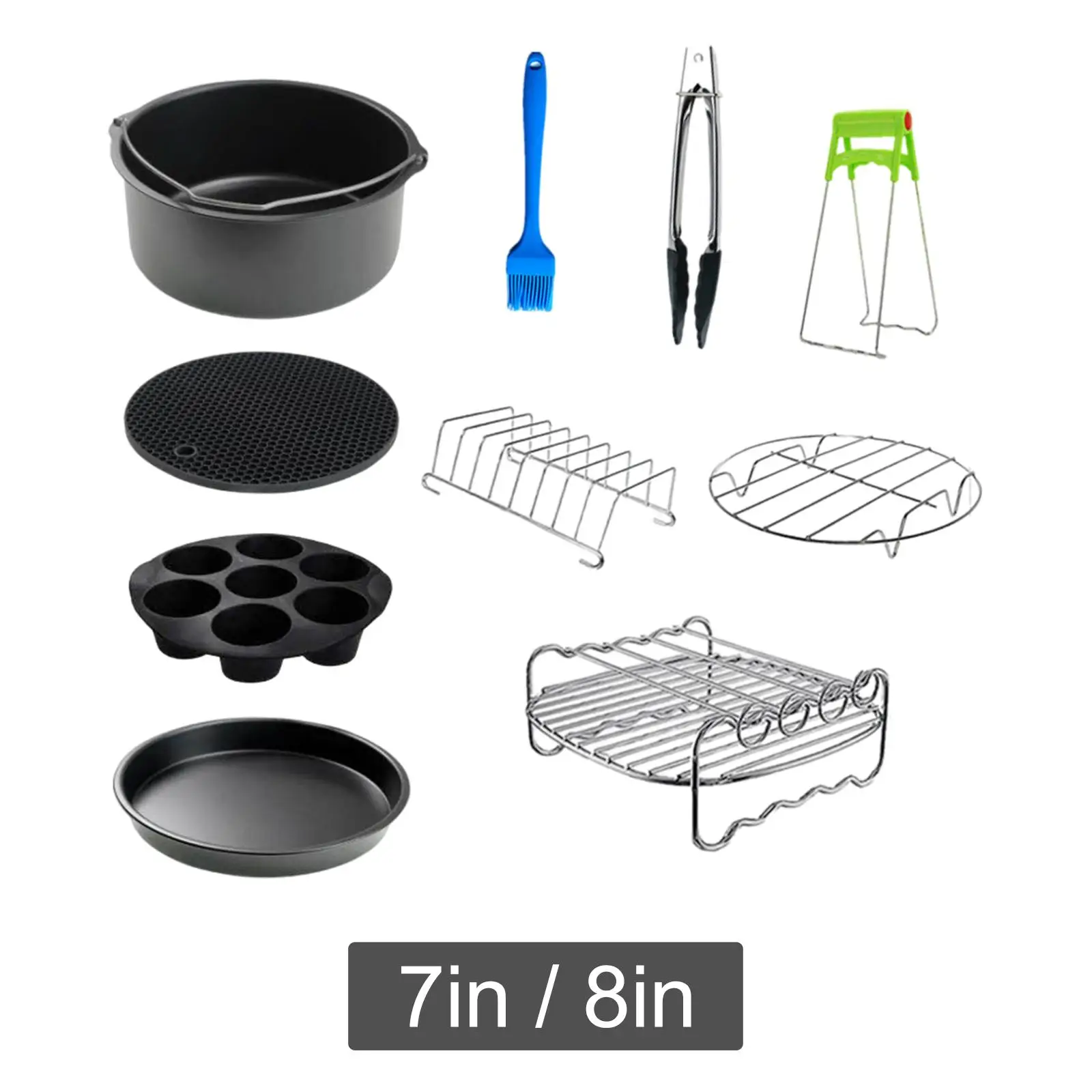 Ensemble D'accessoires Pour Friteuse À Air, Poêle À Pizza, Brosse À Huile  En Silicone, Grille, Pince À Aliments, Plaque Chaude, Tampon Isolant Pour  La Cuisson Du Barbecue, 10x - Air Friteuses 