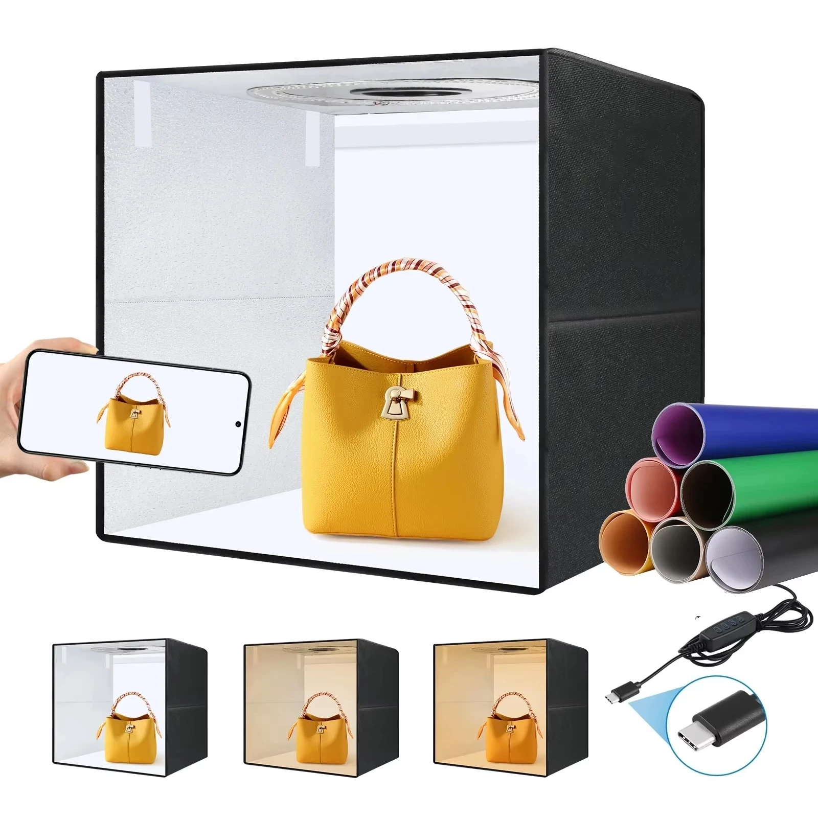 Foldable Photo Studio Light Box With 12 Colors Backdrop 40/50cm Photography Lightbox Photo Softbox Tent Kit For Product Shooting