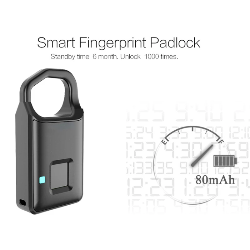 2022 NEW Standby Electronic Padlock Fingerprint Lock Smart Lock Home