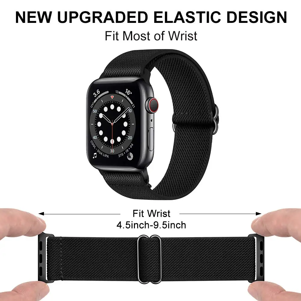 Nylon Elastic Solo Loop für Apple Watch Ultra 49 mm Band 45 mm 44/46 mm 41 mm Scrunchie Verstellbares Armband iWatch Serie 6 7 8 9 10 – Detail 12