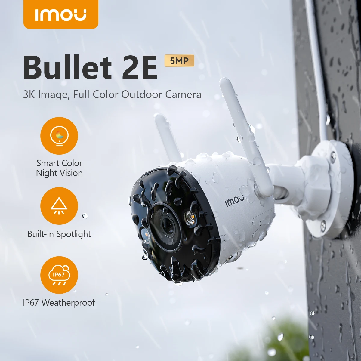 IMOU Camera IP WiFi Bullet 2E 5MP Outdoor IP67 Smart Human Detection Camera Security Protection