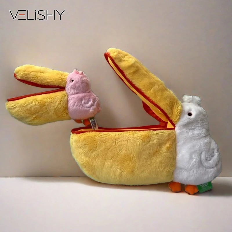 Pelican Cute Pencil Cases Plush makeup bag Pen Bag Stationery Storage Bag Zero Wallet Cartoon Pencil Pouch School Supplies