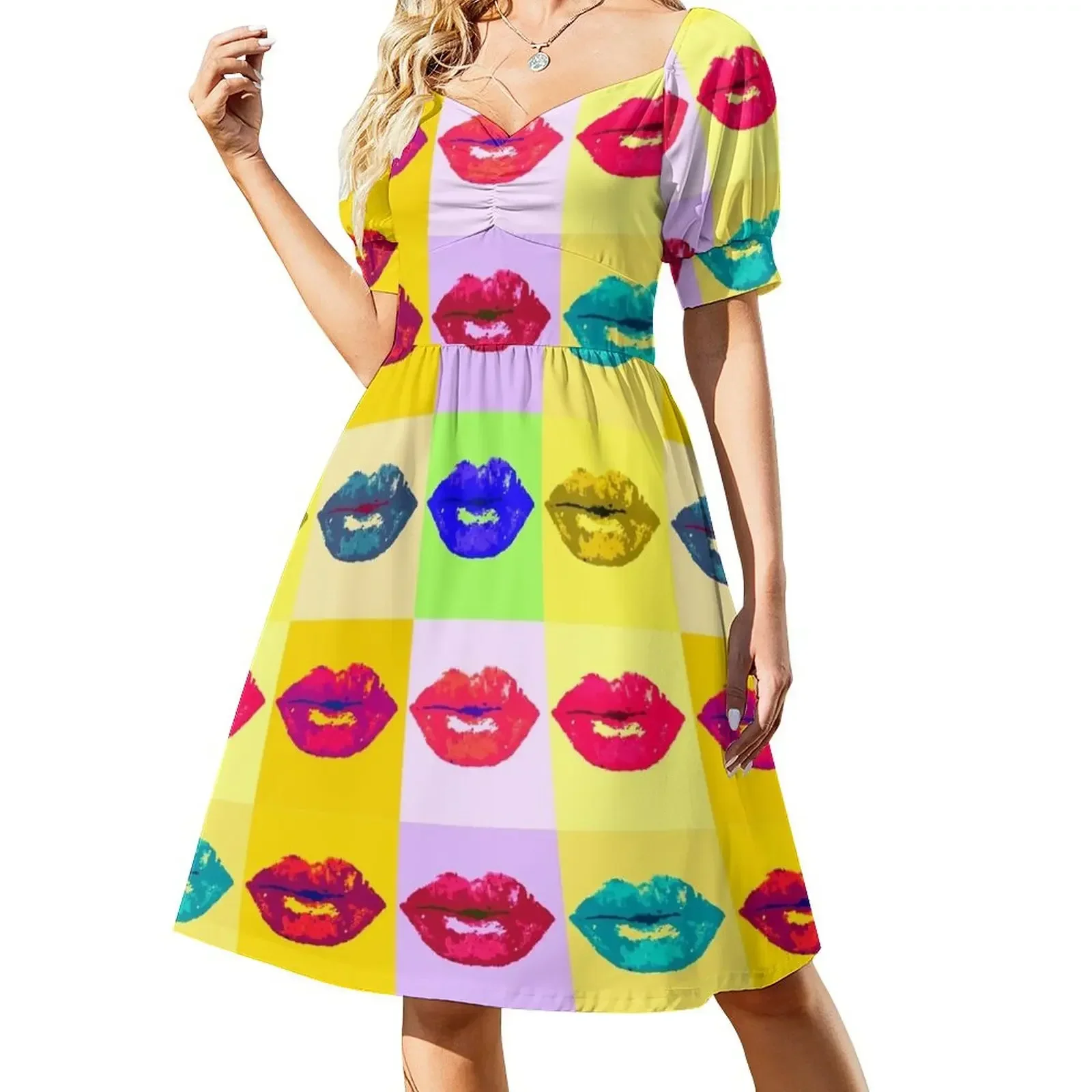 thumbnail image 1 of Vestido Pop de manga corta para mujer, ropa de mujer, ropa coreana, vestidos elegantes para mujer, vestidos de cóctel de verano., 1 of 7