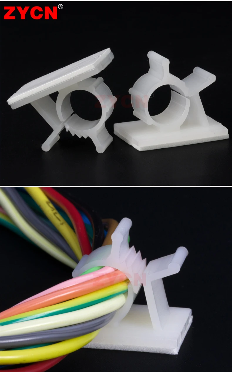 Description Picture 3 of item10pcs Cable Organizer Clips Adjustable Ties Mounts Self-Adhesive Wire Clamp Holder Cord Management For Car PC TV Charging Winder