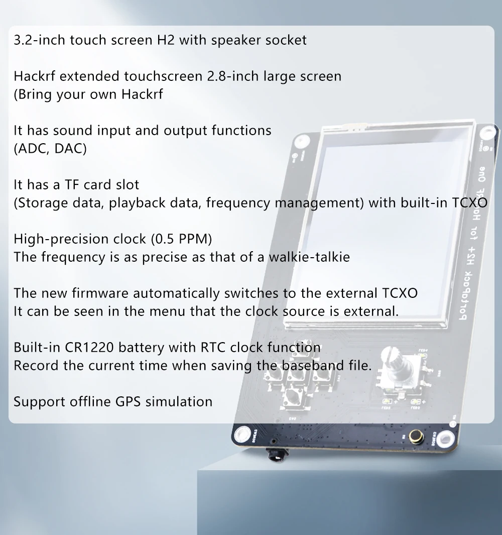 Portapack H2 Touchscreen-Erweiterungsplatine Für Hackrf One, Akkuladung, Tcxo-Takt, Audio-Eingang/-Ausgang, Tf-Kartensteckplatz S5Bd6Dffd9B464A9Fb30F3B24629D603Et