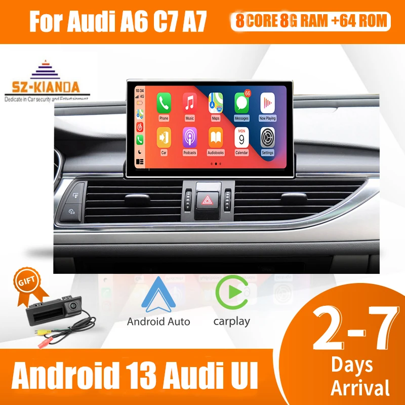 Wireless Carplay Android 13 Touch Screen Display Per Auto Pc Per Audi A6 C7 A7 2012-2018 Wifi 4G 4Core 8Gb 64Gb Gps Navi Multimedia
