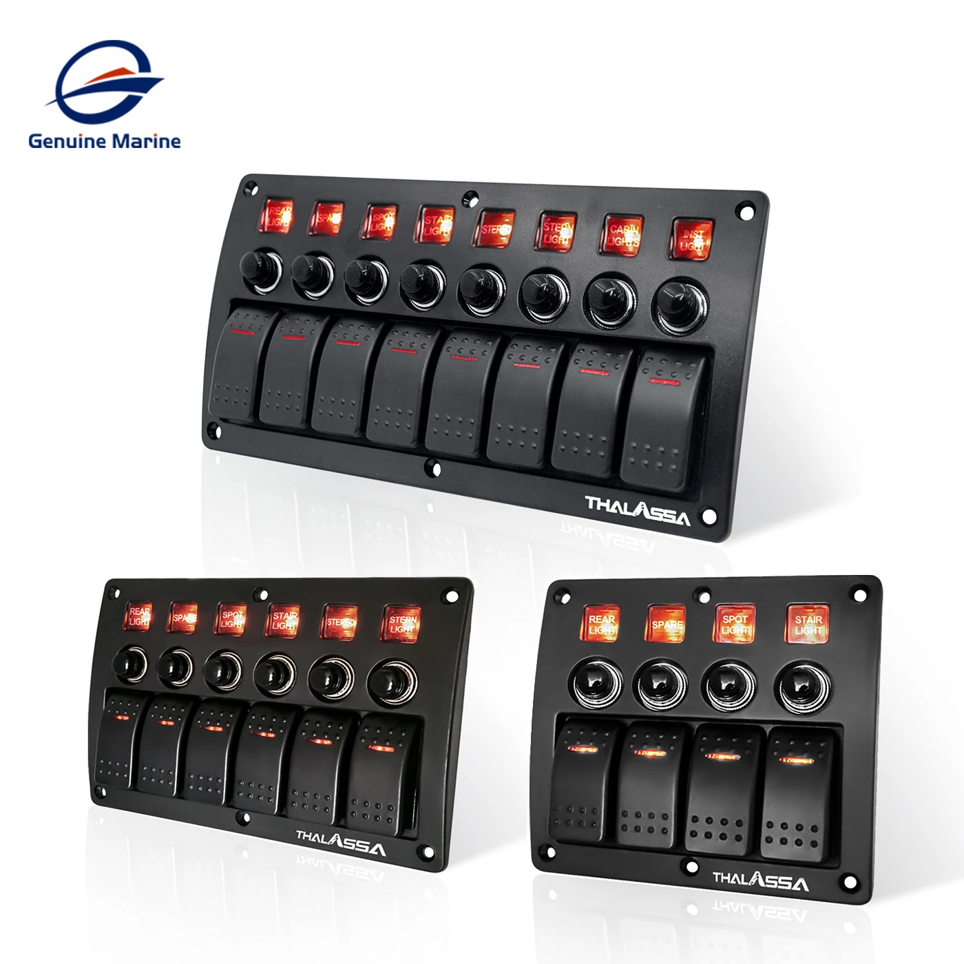 

4 6 8 Gang Dual LED Marine Boat Rocker Switch Panel 12V Waterproof Toggle Rocker Switches for Boat RV Camper Truck Accessories