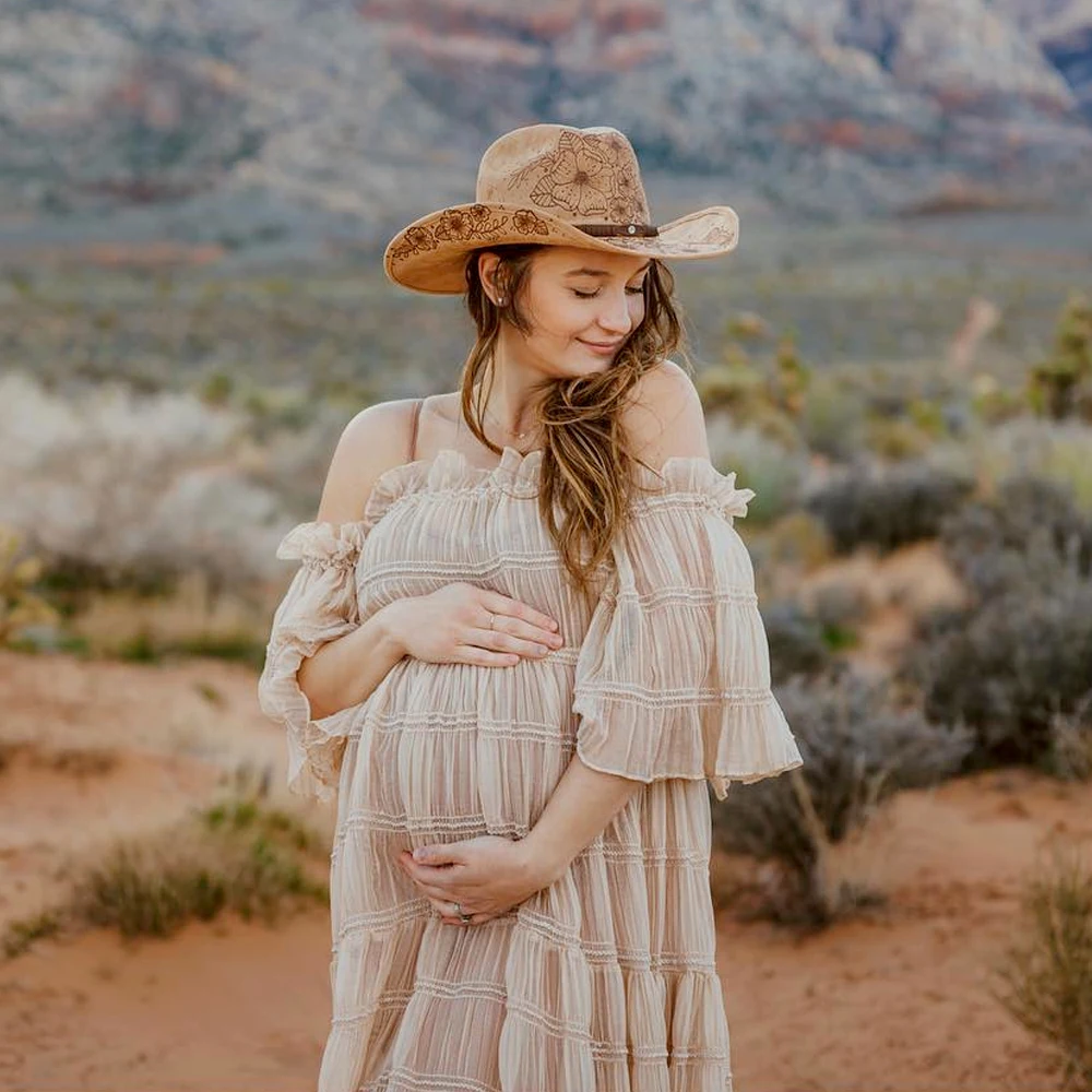 Bohemian Photo Shooting Pregnancy Dress Rose Theme In The Wilderness Pleated Chiffon Maternity Dress Clothes For Pregnant Women