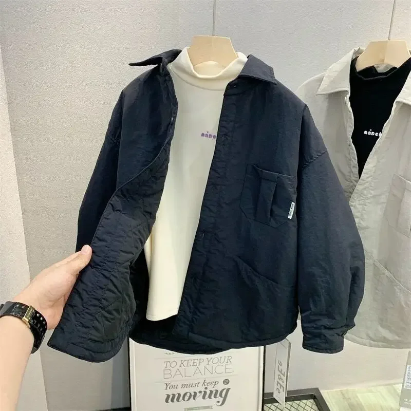 Thickened Cotton Jacket for Boys New Autumn Style Children's Outerwear Shirt Male Baby Small Cotton Coat Top for Outdoor Wear