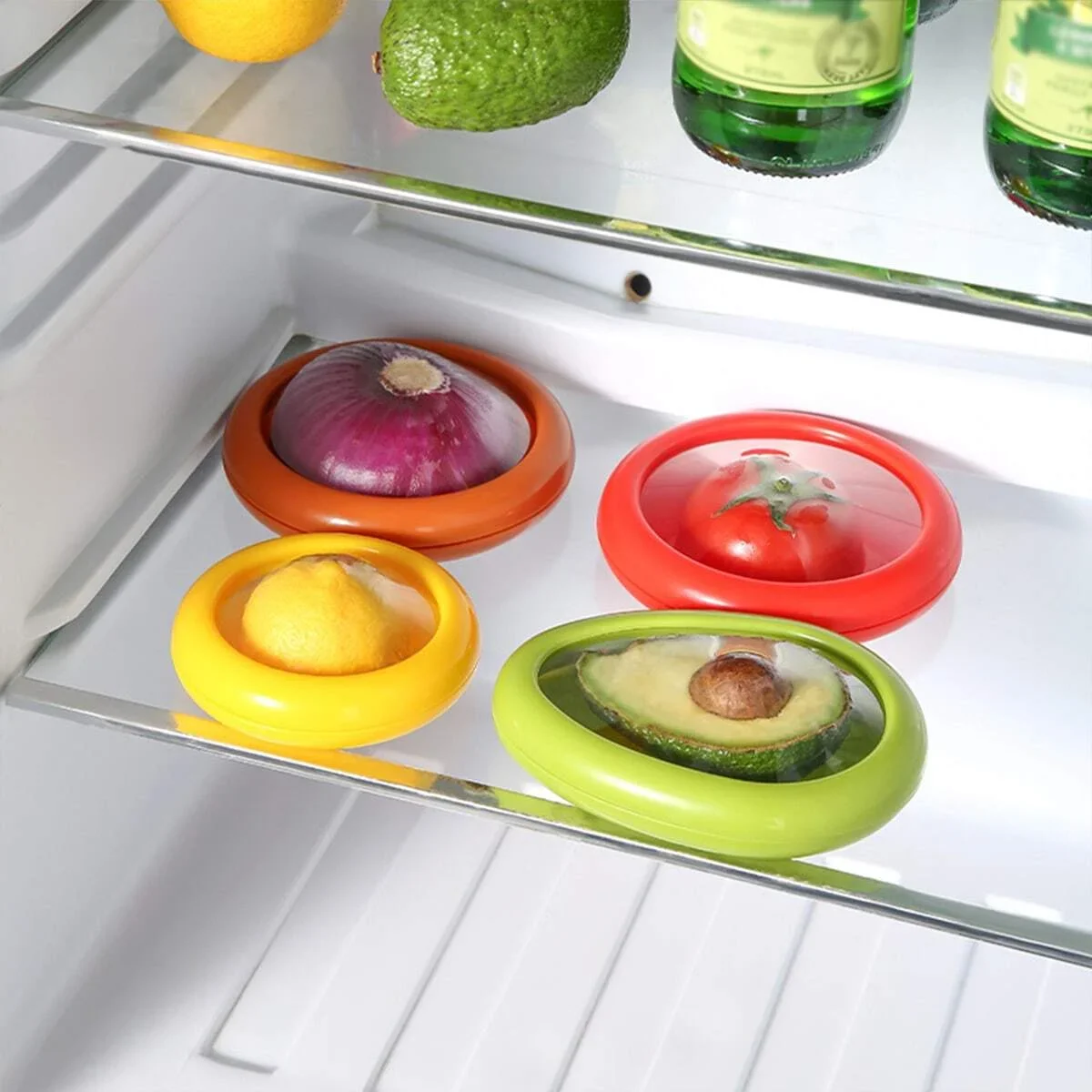 1/4pcs Kitchen Storage Box Fruit Vegetable Container Fresh Box Avocado Tomato Lemon Onion Fresh-Keeping Crisper Kitchen Gadget