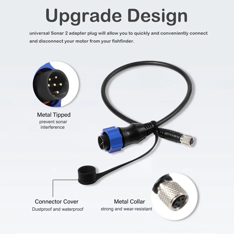 MKR-US2-10 Universal Sonar 2 Adaptor Cable Fit for Lowrance Fish Finder Works on US2 Sonar Transducer & Minn Kota Trolling Motor