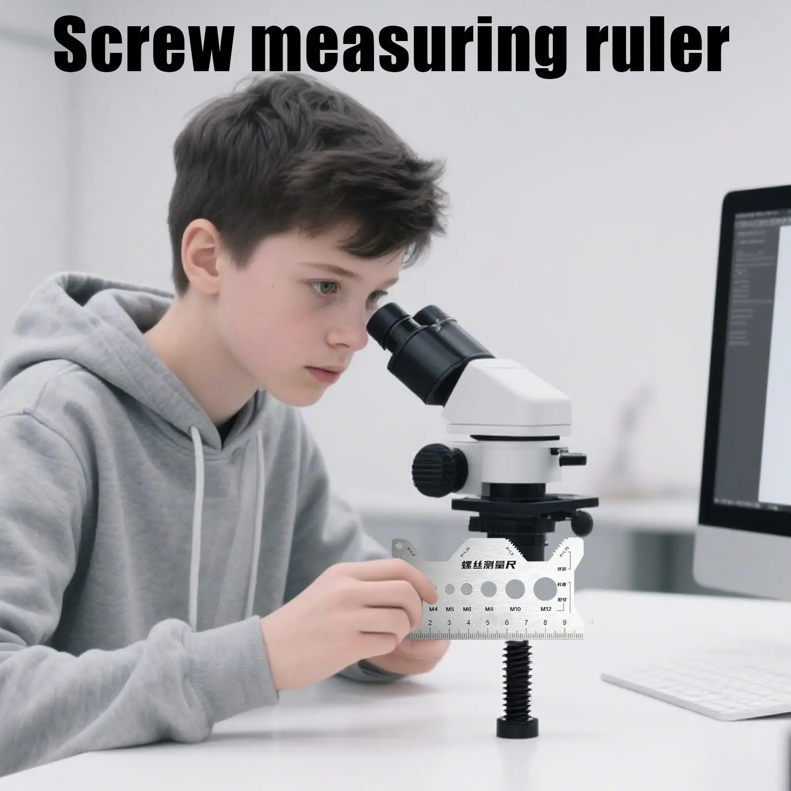 Bolt Measuring Tool Bolt Thread Stainless Steel Sizer Flat Double-Sided Screw Measuring Device for Pattern Jewelry Watch