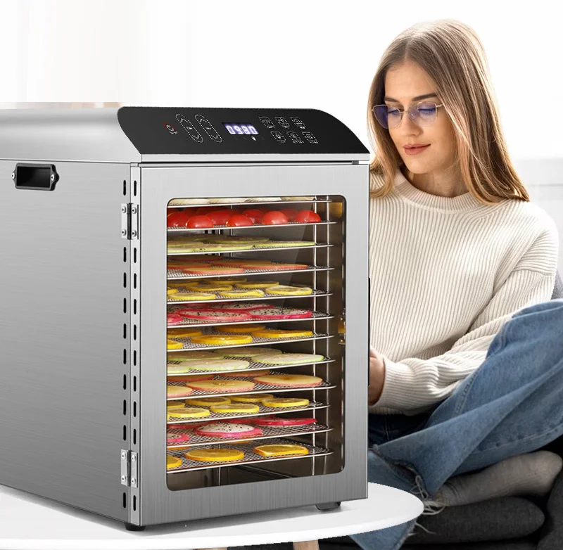 Commercial 12 Layers Food Dryer Dehydrator 110V 220V Smart Vegetables Fruit Drying Machine Timing Function Kitchen Appliance