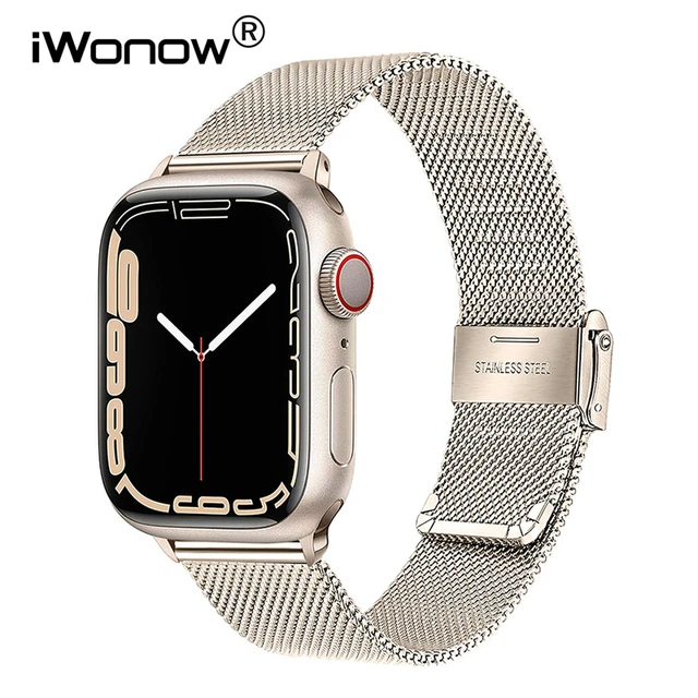 Starlight Milanese Mesh Loop Band Apple Watch Ultra 38 40 41mm 42 44 45  49mm Magnetic Clasp Mesh Bracelet Iwatch Series 9 8 7 6 5 4 3 2 1 SE 