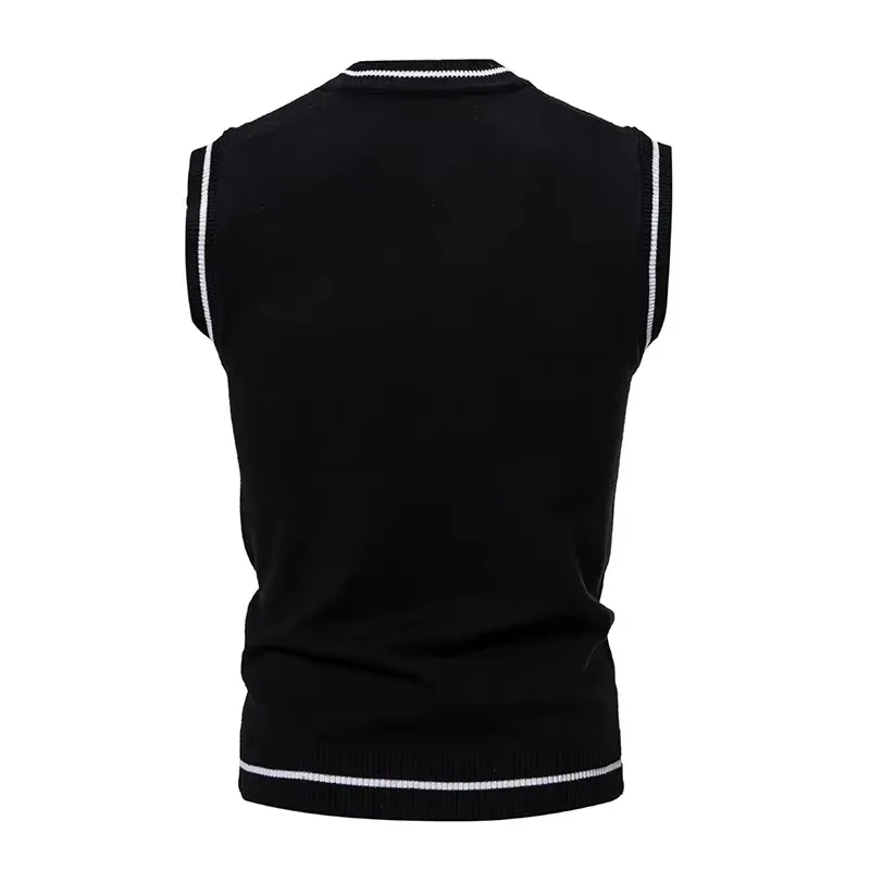 Autumn and Winter New Men's Warm Sweater Vest Fashionable Casual College Style  Knitted Sweater 5