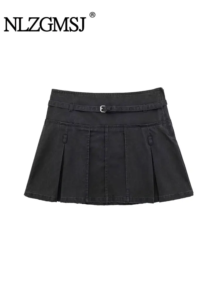 

Nlzgmsj TRAF 2023 Summer Vintage Simplicity Wide pleated culottes Streets High Waist Sexy Party Sexuality Skirts Ladies