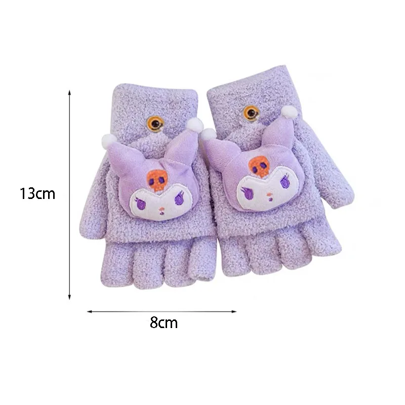 5-12 Years Children Gloves Winter Knitted Half Finger Flip Gloves Girls Boys Cute Cartoon Warm Thick Kids Mittens girl gloves