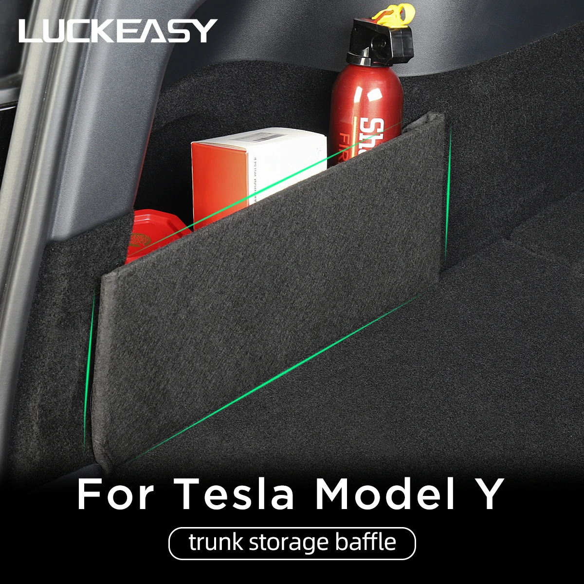 LUCKEASY Auto Accessories Interior For Tesla Model Y 2020-2024 Car Back Trunk Left Side Right Side Storage Partition Decoration