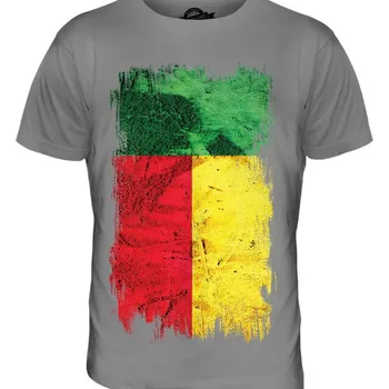 Benin Grunge Flag 남성용 티셔츠, 티 탑, Benin Beninois Beninese 셔츠, 축구공