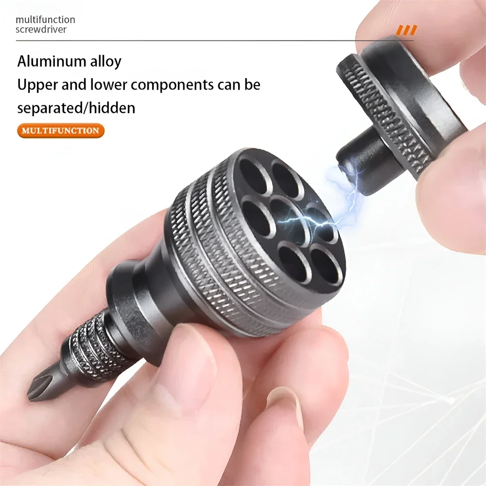 Mini Screwdriver Titanium Screwdrivers 1/4 Inch Magnetic Screwdriver 7 in 1 S2 Alloy Steel Drill Bit EDC Repair Hand Tool