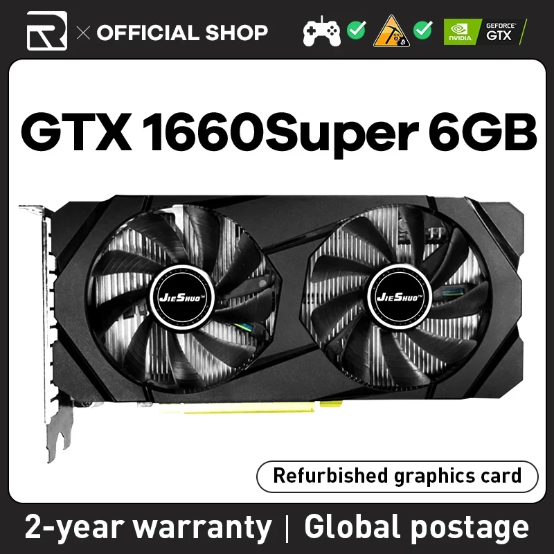 JIESHUO NVIDIA GTX 1660 супер 6 ГБ игровая видеокарта GDDR6 192BIT GPU gtx1660 супер 6g поддержка ПК настольного видео офиса 1660 s