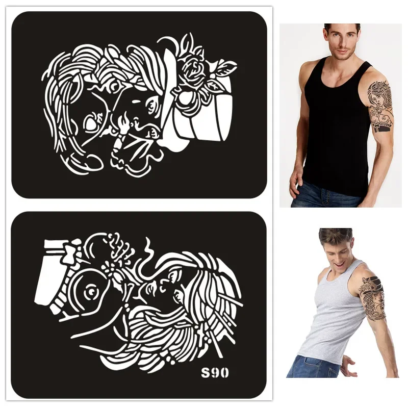 Henna Tattoo Stencils Airbrush Reusable Flower Skull Feather Dragon Temporary Glitter Templates Body Tatouage Pochoir