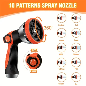 50/100FT Stainless Steel Garden Hose Durable No-Kink Flexible Hose For Car Washing Outdoor Watering With10 Patterns Spray Nozzle 2