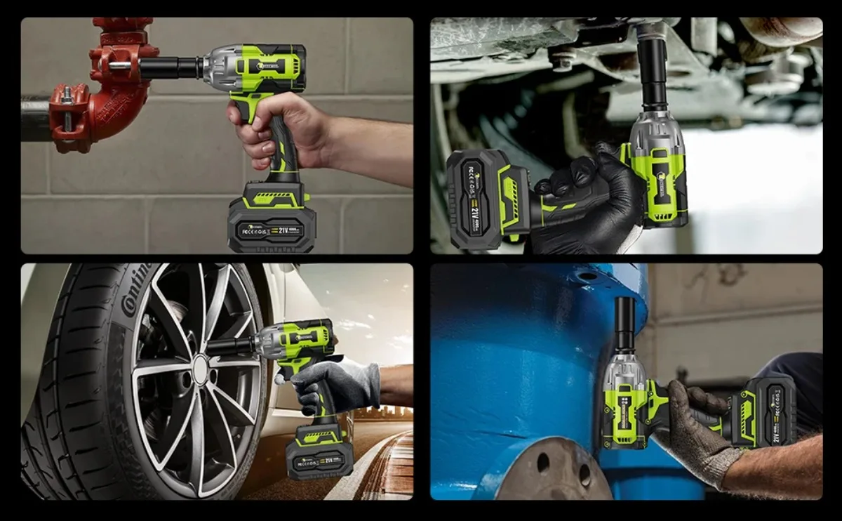 CONENTOOL 520 N.m Drehmoment Akku-Schlagschrauber Bürstenloser Akkuschrauber 7-teiliges Set mit 2 Batterien für die Autoreparatur zu Hause – Detail 5