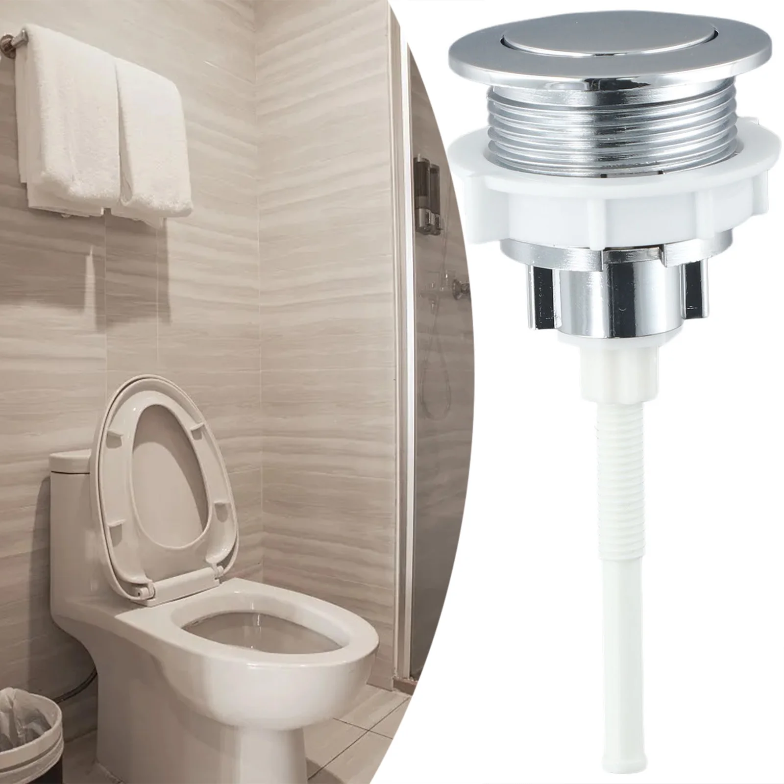 Description Picture 5 of itemPush Button Toilet Tank Button Bathrooms For Toilet Seat In Home 1 Piece ABS Plastic Corrosion-resistant Rust-proof