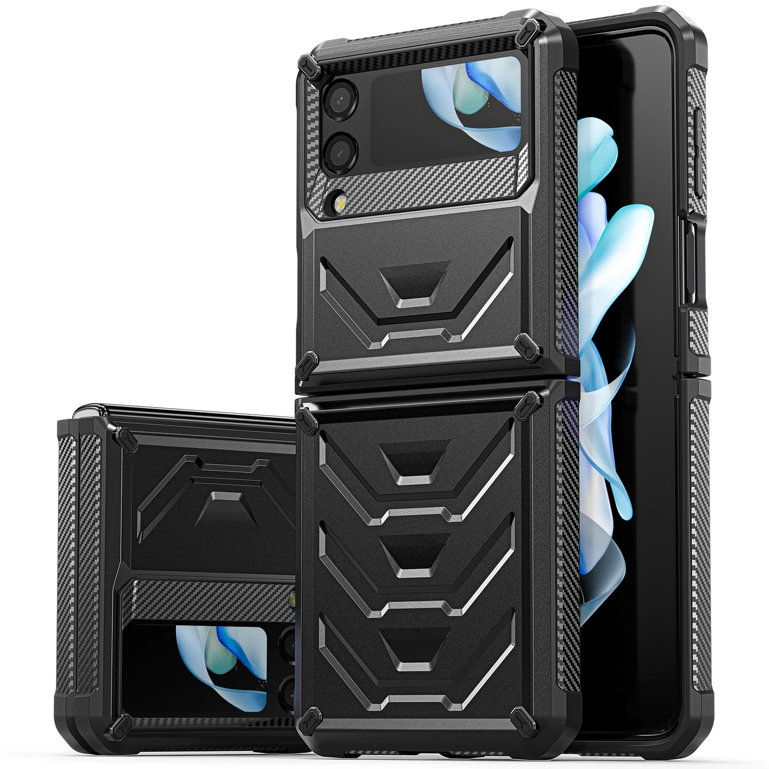 Rugged Phone Case for Samsung Galaxy Z Flip 4 3 5G 2022, Shockproof and