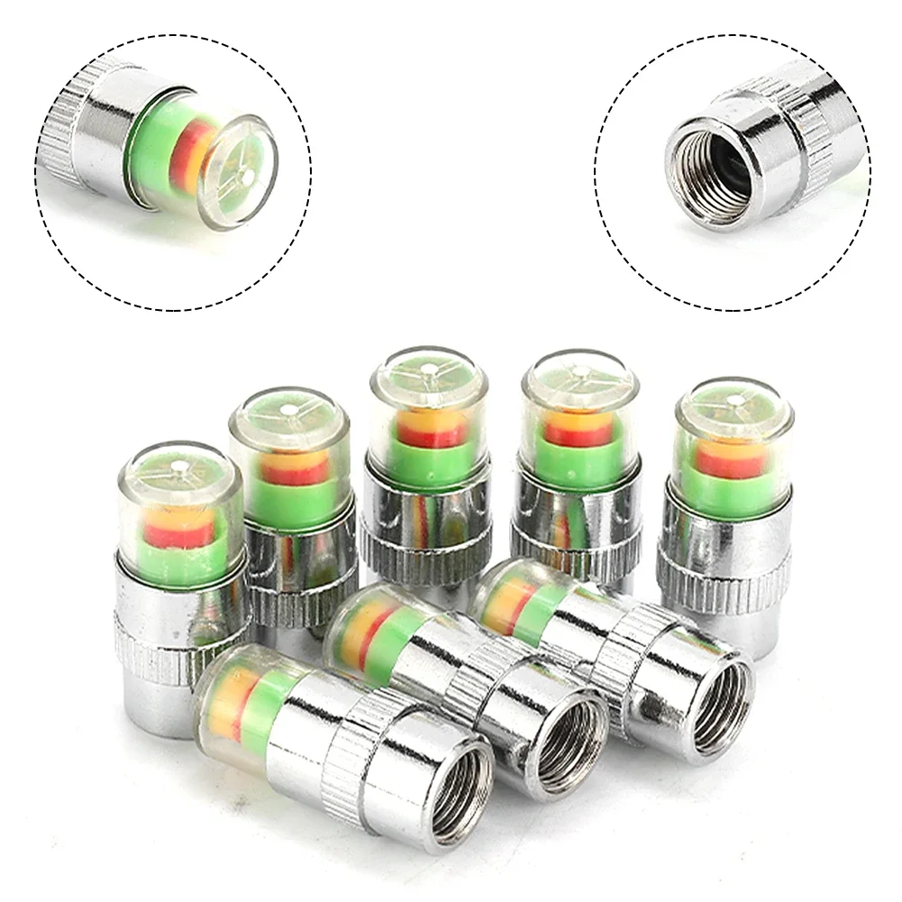 4/8 Pezzi Sensore di Pressione Pneumatici per Moto e Auto, Tappo Valvola con Indicatore Luminoso, Strumento di Ispezione Pressione Pneumatici - immagine 3
