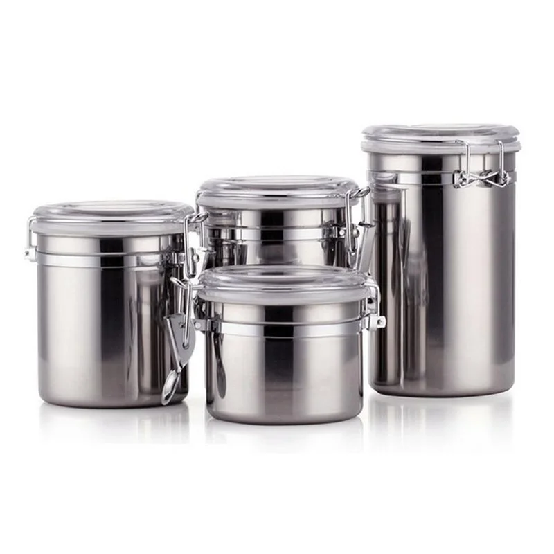 Stainless Steel Storage Bottle Coffee Powder Sugar Container Airtight Can Holder 1 Pcs